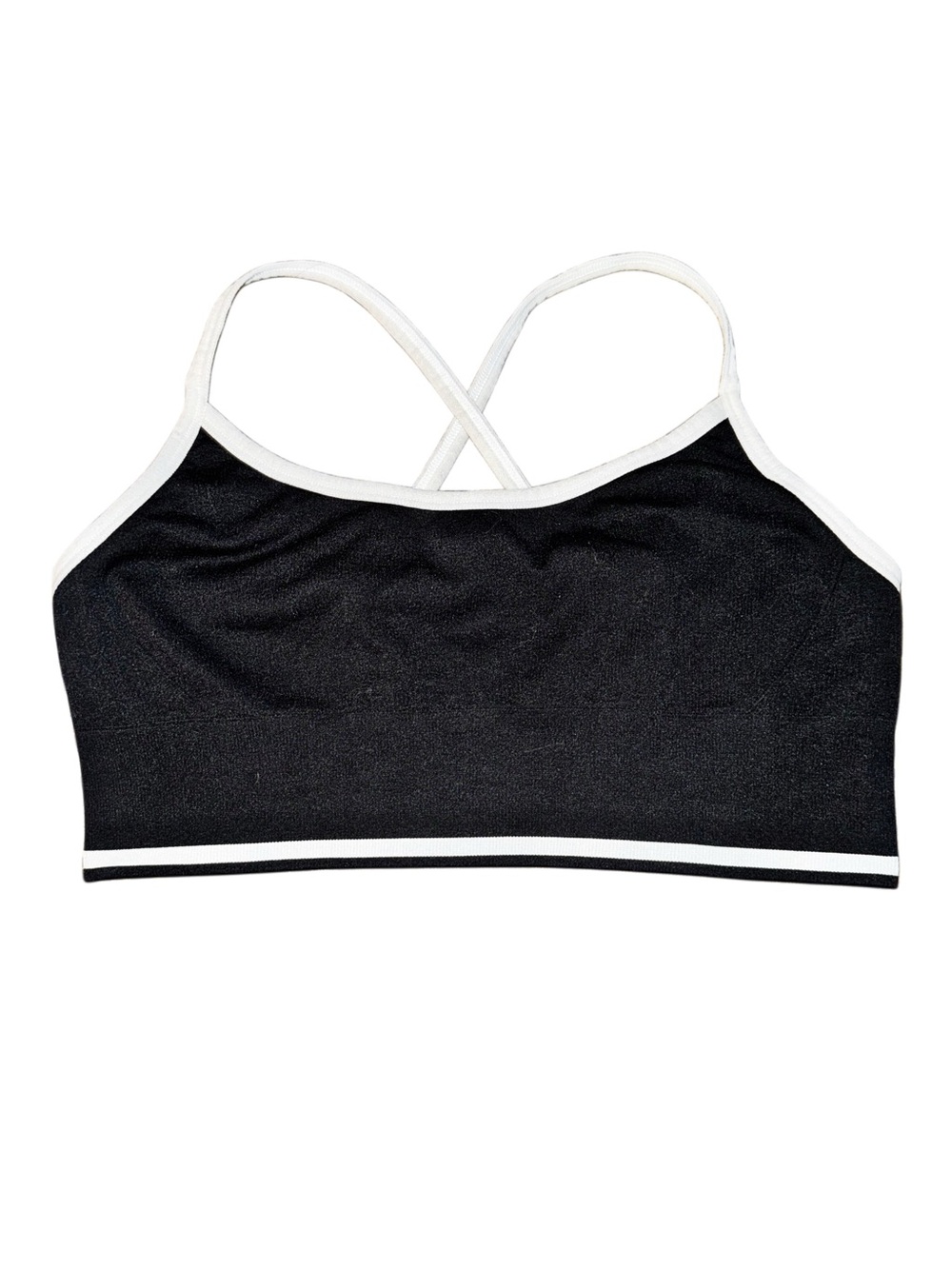 BCBGeneration Black Criss-Cross Seamless Sports Bra with White Trim